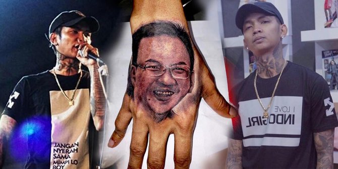 Rapper Samuel Alexander Pieter Buat Tato Wajah Ahok di Tangannya