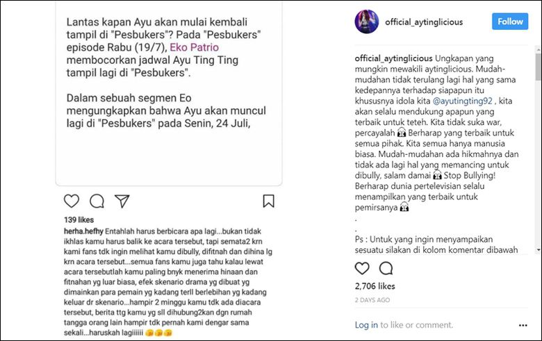 AYU TING TING KEMBALI SYUTING PESBUKERS, FANS AYU GA RELA