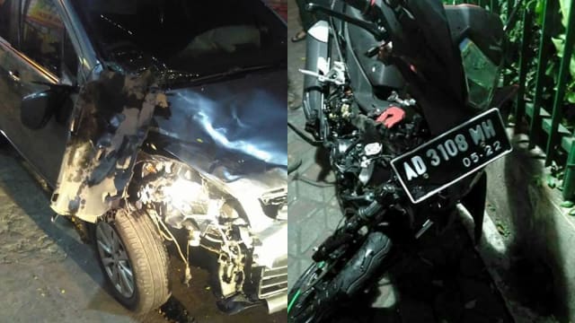 Video Viral Kecelakaan Motor terpental Setelah Tabrak Mobil di Jalan Gajah Mada Solo