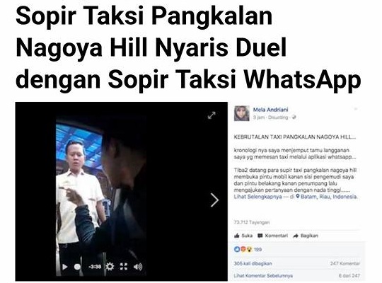 Viral Video Kebrutalan Taxi Pangkalan Nagayo Hill Batam
