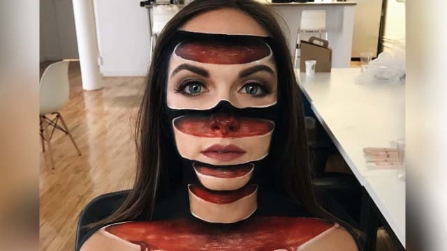 Menggunakan Makeup Seniman Inggris Ciptakan Ilusi Optik