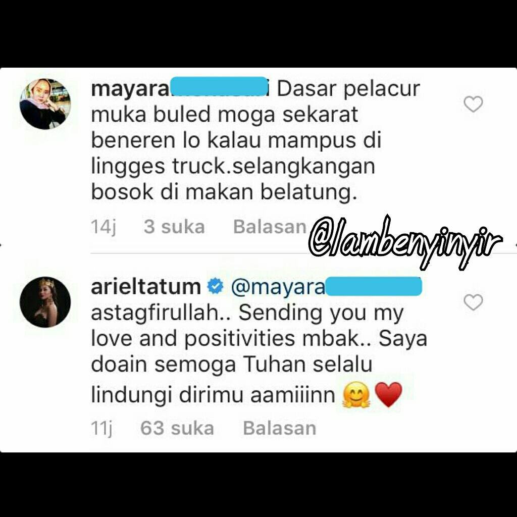 Dihina Netizen, Ariel Tatum Membalas komentar tersebut dengan Bijaksana