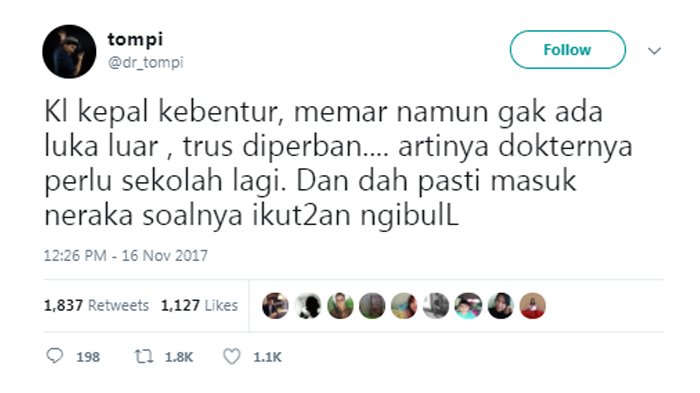 Dr Tompi Beri Tanggapan Menohok Soal Kepala Setya Novanto Diperban