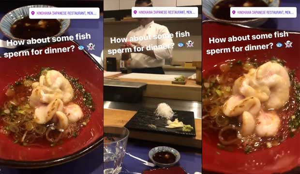 Esktrem, Farah Quinn Makan Malam Sperma Ikan