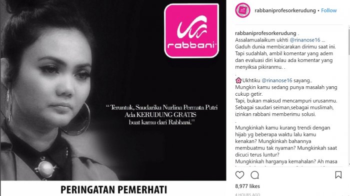 Netizen Greget Soal Polemik Iklan Rabbani yang Sindir Rina Nose, Ternyata...