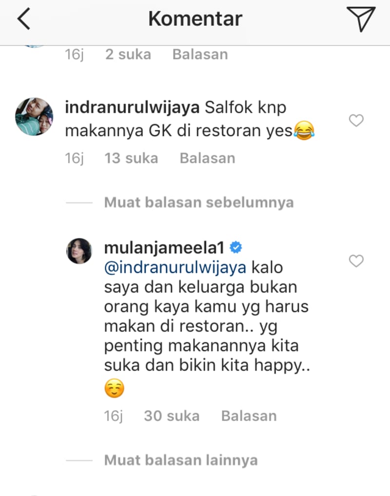 Mulan Jameela Dipuji Karena Makan Bareng Keluaga di Kaki Lima