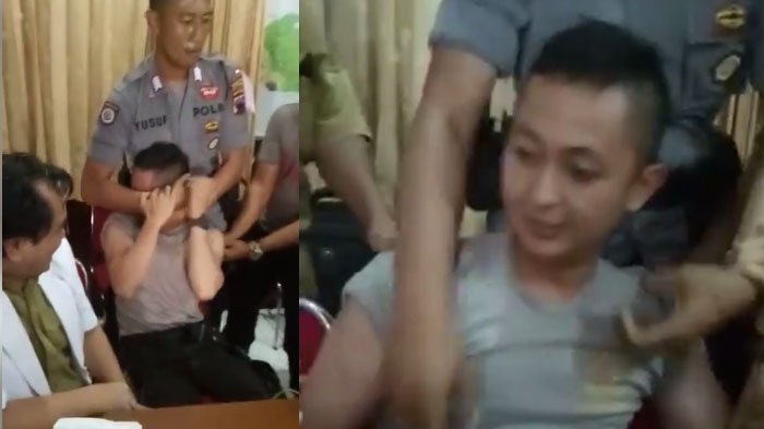 Video Viral Seorang Polisi Badan Kekar dan Berotot Ketakutan Saat Mau Disuntik