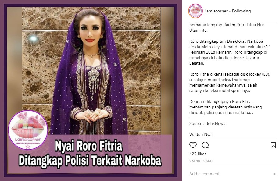 Tak di Sangka! Roro Fitria Juga Terciduk Polisi Karena Kasus Narkoba