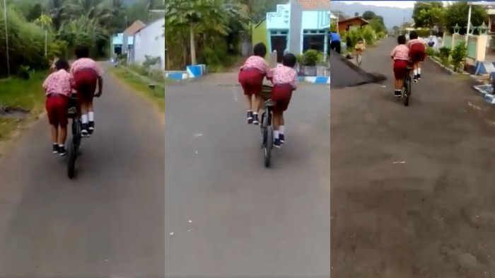 Gagal Fokus, Video Viral Dua Siswa SD Kayuh Sepeda Berdua