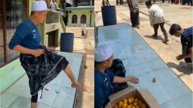 Heboh Pengasuh Ponpes Memberi Jeruk Kepada Santri dengan cara di Tendang