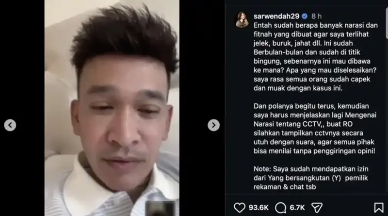 Muak, Sarwendah Bongkar Rekaman Video Call Ruben sama Pria